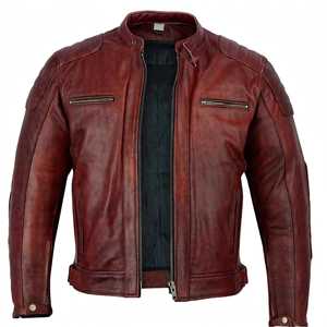 Chaqueta de Motociclista de Cuero Genuino Marrón para Mujer, con Cuello Alto y Cierre de Cremallera - Product Image 4