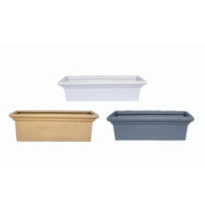 Modern <b>Rectangle</b> Plastic <b>Planter</b> Box For Garden Flower Green Plant Lightweight Minimalist Design In White Beige Gray - Product Image 3