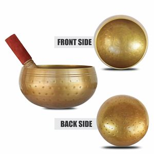 Bol chantant en laiton avec marteau en bois pour la méditation, la relaxation et la guérison sonore (yoga) - Product Image 6