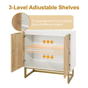 Mobile Moderno Bianco e Oro con 2 Ante, Credenza per Soggiorno e Sala da Pranzo - Product Image 5