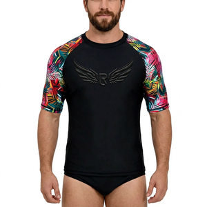 Camiseta de Natación para Mujer, Manga Corta, Estampado Colorido, Protección Anti UV, Transpirable, Secado Rápido, Spandex, Poliéster - Product Image 4