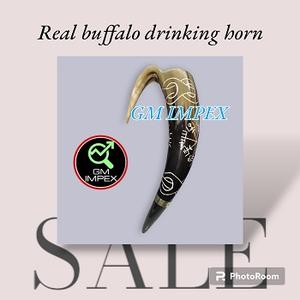 Cuerno para beber vikingo de ágata genuina seguro para los alimentos con soporte de cuero estilo Animal náutico para boda hogar Hotel - Product Image 3