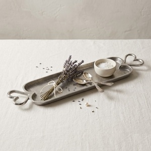 Bandeja de Servir de Metal Plateado de Lujo con Diseño de Mimbre y Asas, Elegante Plato Rectangular Decorativo para Fiestas - Product Image 6