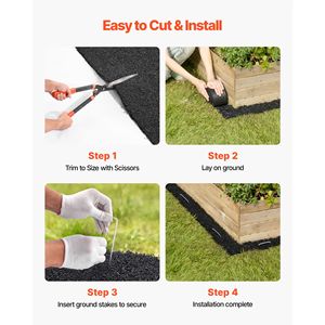 6 Rotoli di Tappeto Pacciamante in Gomma Riciclata da 120 x 4,5 Pollici, Effetto Naturale, Barriera per Fiori, Bordo Permanente per Pacciamatura, Forniture da Giardino - Product Image 6