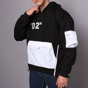 Sweat-shirt à capuche surdimensionné pour homme, imprimé noir et blanc, décontracté, pour l'automne - Product Image 5