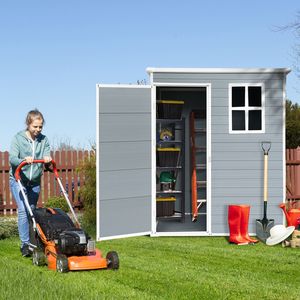 Caseta de Almacenamiento Exterior de Resina de 1.52m x 0.91m, Caseta de Jardín de Plástico Gris con Puerta con Cerradura para Patio Trasero (W540S00019) - Product Image 1