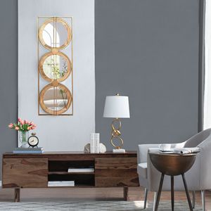 Gold Rectangular Frame <b>Wall</b> <b>Mirror</b> <b>Set</b> 3 Piece Home Decor for Bedroom & Living Room 40"x14" Framed <b>Mirror</b> - Product Image 4