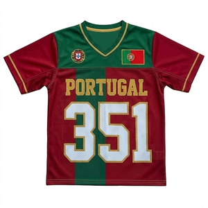 Portugal <b>Soccer</b> Jersey Red Green Mesh Fabric Number 351 Back Print Sport Shirt - Product Image 5