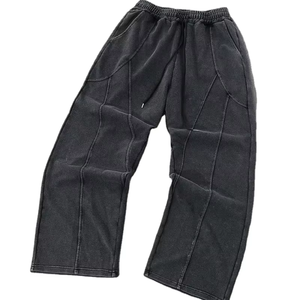 Loose Formal High Waist Sweatpants Trouser Pants in Acid Wash Dark Gray 100% Cotton No Prints/Text Everyday Wear bangladesh - Product Image 1