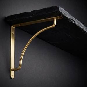 Decorative Open Pattern Brass <b>Shelf</b> <b>Bracket</b> Triangle Corner Wall Mount Support Holder for Modern <b>Floating</b> <b>Shelves</b> - Product Image 3