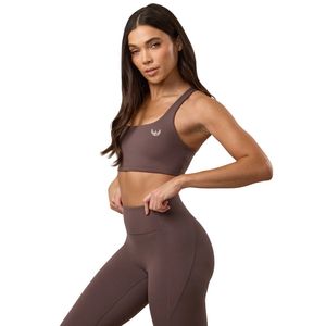 Women's Brown Cross Strap Sports <b>Bra</b> Medium Support <b>Stretch</b> Fitness Gym Training Workout Activewear Apparel Wear - Product Image 1