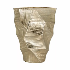 Jarrón de Mesa Contemporáneo Smoke Bloom, Hecho a Mano, Acabado Dorado, Diseño Geométrico, Pieza de Arte Decorativa - Product Image 1