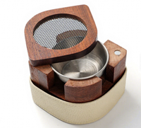 Brûleur d'encens en bois de santal avec bol en métal et couvercle en maille, support de parfum aromatique pour une utilisation toute l'année