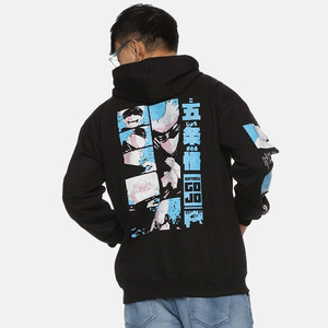 Sudadera con Capucha Personalizada de Anime para Hombre, Negra, de Algodón, con Bolsillo Estampado, Corte Regular, para Otoño - Product Image 3