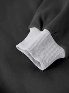 Sudadera con capucha oversize para mujer, cuello en V, forro polar, estampado personalizado, ribete en contraste, manga abullonada, corte holgado, estilo casual urbano, top de invierno - Product Image 2