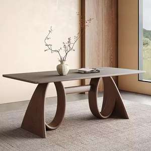 Mesa de comedor rectangular moderna, mesa escultórica de madera maciza, muebles de comedor personalizados hechos a mano de 160cm - Product Image 1