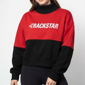 เสื้อสเวตเชิ้ตคอเต่าทรงโอเวอร์ไซส์สีขาวกรมท่าสำหรับผู้หญิง ปักลาย Trackstar ผ้าฟลีซหนานุ่ม - Product Image 2