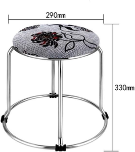 Stylish Round Fabric Sofa Stool Modern Upholstered <b>Footrest</b> Pouf Ottoman for Living Room Bedroom Home Decor and Lounge Seating - Product Image 2