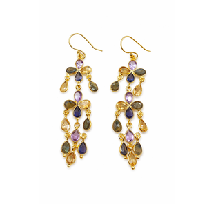 Pendientes de Plata de Ley 925 Chapados en Oro de Primera Calidad con Múltiples Piedras Preciosas para Mujer, Joyería Elegante con Acabado de Diseño Lujoso - Product Image 1
