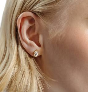 Boucles d'oreilles clous minimalistes en or massif 10K 14K avec diamants de laboratoire taille poire, pureté DEF VS VVS, style pendantes raffinées - Product Image 6