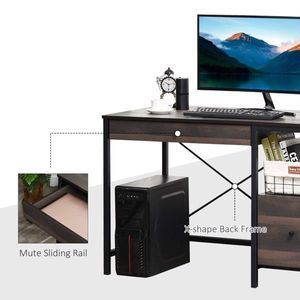 Modern Walnut Brown Solid Wood Computer <b>Desk</b> with <b>Drawer</b> Simple Design Office Writing Table for Home Use MDF Material - Product Image 6