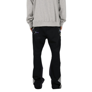 Custom <b>Mens</b> Contrast Panel <b>Trousers</b> Slim Fit <b>Drawstring</b> Waist Cuffed Streetwear Jogger Pants Apparel Factory Wholesale Suppliers - Product Image 2