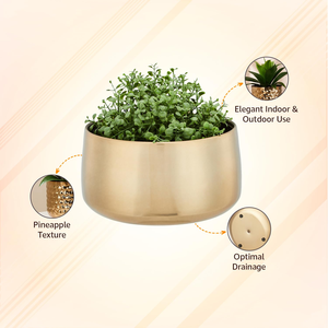 Pot de fleurs en métal doré, élégant et décoratif, pour plantes d'intérieur et d'extérieur, décoration de salon et de maison - Product Image 3