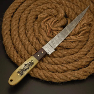 Cuchillo de filetear hecho a mano de acero de Damasco, cuchillo de pesca, el mejor regalo para amantes de la pesca, cuchillo personalizado - Product Image 4