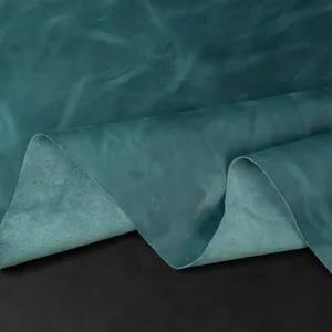Premium Quality <b>Teal</b> Hard Wax Pull Up Cowhide Leather Material Perfect For Vintage <b>Shoes</b> Durable Boots Luxury Handbags Crafts - Product Image 1