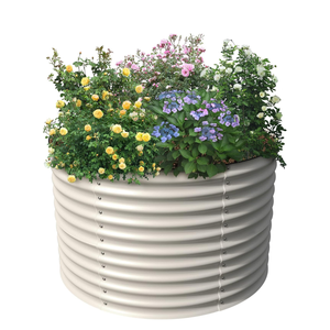 Morden Tall Metal redondo Maceta Caja de acero galvanizado Cama de jardín elevada Maceta para el hogar - Product Image 1