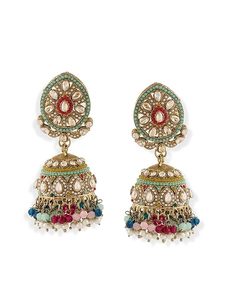 Pince à cheveux ethnique faite à la main avec perles colorées et strass, forme goutte d'eau, style élégant pour mariage - Product Image 3
