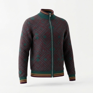 Suéter Cárdigan de Algodón con Logotipo Personalizado para Hombre, Chaqueta con Cierre, Estilo Urbano, Bloques de Color, Suéter Tejido, Ropa de Invierno - Product Image 5