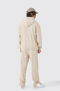 Ensemble de survêtement unisexe beige à capuche, pantalon de jogging imprimé longueur intégrale, 100 % coton respirant, taille élastique, anti-boulochage - Product Image 4