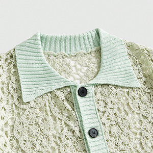 Camisas de punto de ganchillo vintage más vendidas de 2026 para hombre, con encaje floral, manga corta, abotonadas, transpirables, informales de verano para la playa - Product Image 3