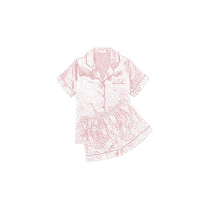 Conjunto corto de seda para mujer, pijama de satén, suave, de manga corta, con botones, top y pantalones cortos, 2 piezas - Product Image 3