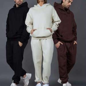 Ensemble jogging 2 pièces pour homme, 100% coton, imprimé personnalisé, broderie et patchwork, couleur unie, effet délavé - Product Image 3