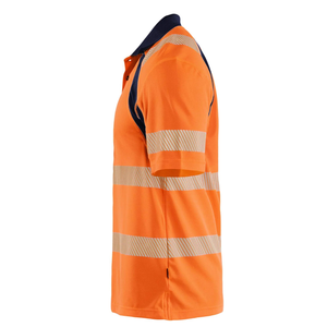 <b>Orange</b> Men's Hi Vis <b>Polo</b> Shirt Short Sleeve Reflective Safety Work Wear Quick Dry Knitted Polyester Casual Style - Product Image 5