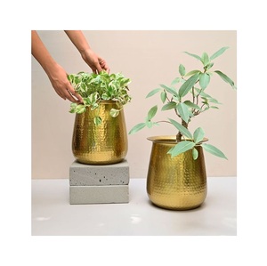 Pot de fleurs décoratif en métal avec un aspect accrocheur, idéal pour la décoration contemporaine de la maison, du jardin, du patio, de la terrasse et du balcon. - Product Image 5