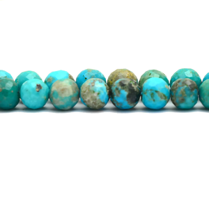 Perles rondes facettées en turquoise naturelle d'Arizona, 7 mm-8 mm, pierres semi-précieuses, perles en vrac pour la fabrication de bijoux. - Product Image 4