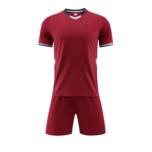 Ensemble de maillots de football personnalisés pour hommes, col en V, uniforme de football à manches courtes, kit d'équipe imprimé numériquement, 100% polyester, été - Product Image 1
