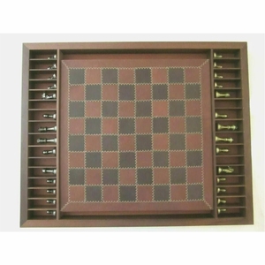 Jeu d'échecs de luxe en cuir, échiquier mural en bois décoratif avec compartiment de rangement, jeu d'échecs magnétique professionnel, cadeau - Product Image 1