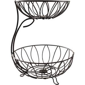 ตะกร้าเก็บของ 2 ชั้น รุ่นใหม่ ปี 2026 สำหรับครัว รูปทรงชาม ทำจากเหล็กและลวดโลหะ สำหรับเก็บผลไม้และมันฝรั่ง - Product Image 1