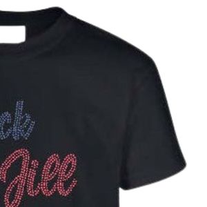 Camiseta Negra de Manga Corta con Cuello Redondo y Diseño de Diamantes de Imitación para Adolescentes, para la Escuela, Uso Diario, Ropa Cómoda para la Calle - Product Image 5