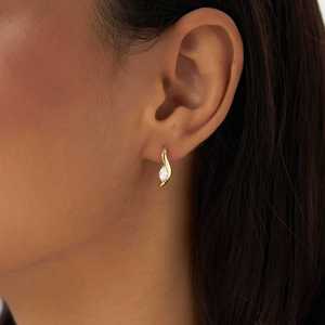 Pendientes de Aro con Diamantes Cultivados en Laboratorio, Corte Marquesa, Claridad VVS2, 0.60 CTW, Oro Puro de 14K, para Mujer, Novia, Venta al Por Mayor, RTS - Product Image 2