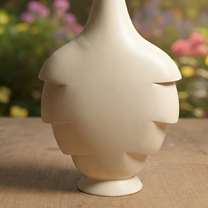 Jarrón de flores de aluminio fundido de lujo con recubrimiento en polvo color crema, escultura moderna de estilo nórdico con diseño en capas para decoración moderna del hogar y de la mesa. - Product Image 6