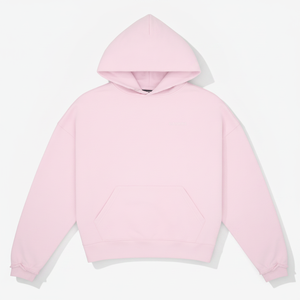 เสื้อฮู้ดโอเวอร์ไซส์สีชมพูผ้าฝ้ายฟลีซแบบยูนิเซ็กส์ลำลองสีพื้นมีกระเป๋าเสื้อฮู้ดแบบสวมหัวสำหรับฤดูใบไม้ร่วงทรงปกติ - Product Image 2