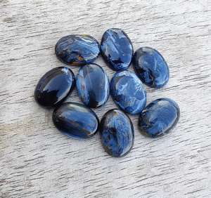 Cabochon ovale en pietersite naturelle bleu-gris, pierre précieuse calibrée, pierre non montée pour la fabrication de bijoux et les fournitures artisanales - Product Image 2