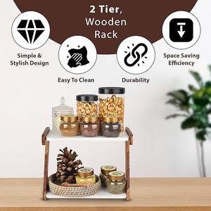 Organizador de cocina de madera en forma de Z, estante para especias, estante de encimera, organizador de cocina de dos niveles - Product Image 4