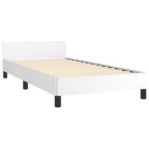 Cadre de lit rembourré en similicuir blanc avec tête de lit en bois d'ingénierie - Product Image 4