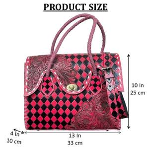 Sac à main en cuir véritable fait à la main en gros, sac à bandoulière avec motif en damier, style western, sac à main pour femmes - Product Image 2